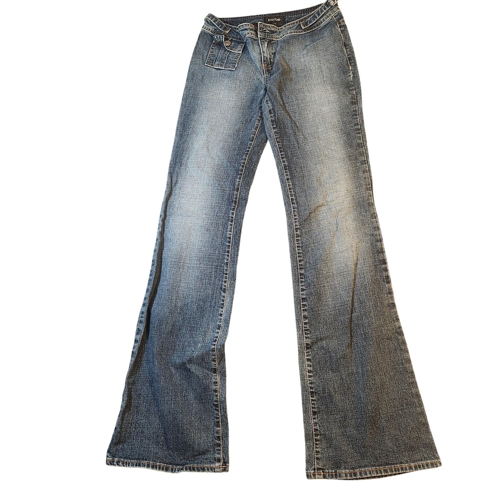 Vintage Y2K Bebe Jeans Womens 8‎ Bootcut Flare Stretch Denim Made USA Distressed